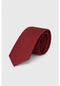 Hugo - HUGO krawat jedwabny kolor bordowy. Kolor: czerwony. Materiał: jedwab
