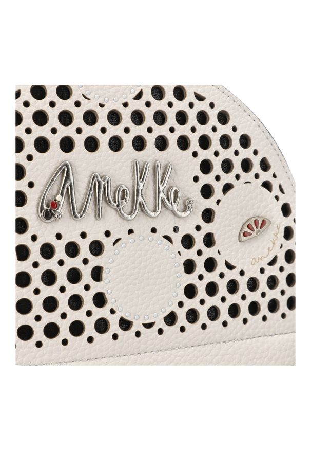 Biały Elegancki Plecak Damski Anekke Premium. Kolor: pomarańczowy. Materiał: materiał. Wzór: kolorowy, nadruk, napisy. Styl: elegancki