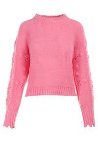 Born2be - Różowy Sweter Cesas. Kolor: różowy. Długość: długie. Wzór: aplikacja. Styl: klasyczny #2