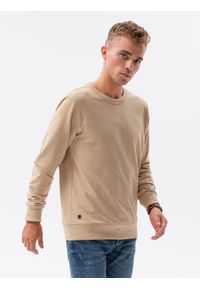 Ombre Clothing - Bluza męska bez kaptura - żółta V4 - Rozmiar: S. Typ kołnierza: bez kaptura. Kolor: żółty. Materiał: jeans, poliester, bawełna. Styl: klasyczny, elegancki
