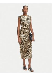 LOLA CASADEMUNT Sukienka codzienna LS2616152 Brązowy Regular Fit. Okazja: na co dzień. Kolor: brązowy. Materiał: syntetyk. Typ sukienki: proste. Styl: casual #4