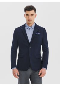 Pako Lorente - PAKO LORENTE – Granatowa dzianinowa marynarka męska. Kolor: niebieski. Materiał: dzianina #1