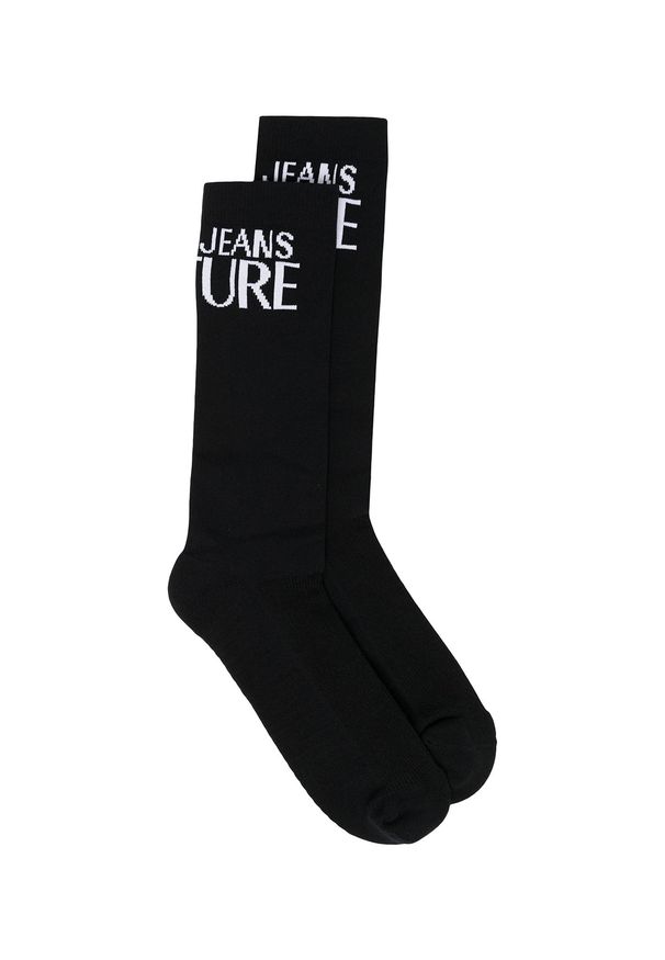 Versace Jeans Couture - VERSACE JEANS COUTURE - Czarne skarpety z logo. Kolor: czarny