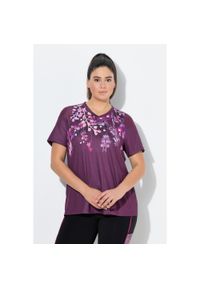 ULLA POPKEN - Damskie Bluzka funkcyjna wstawki z siateczki dekolt w serek rękaw 1/2. Typ kołnierza: dekolt w serek. Kolekcja: plus size. Kolor: czerwony. Materiał: materiał, poliester, elastan #1