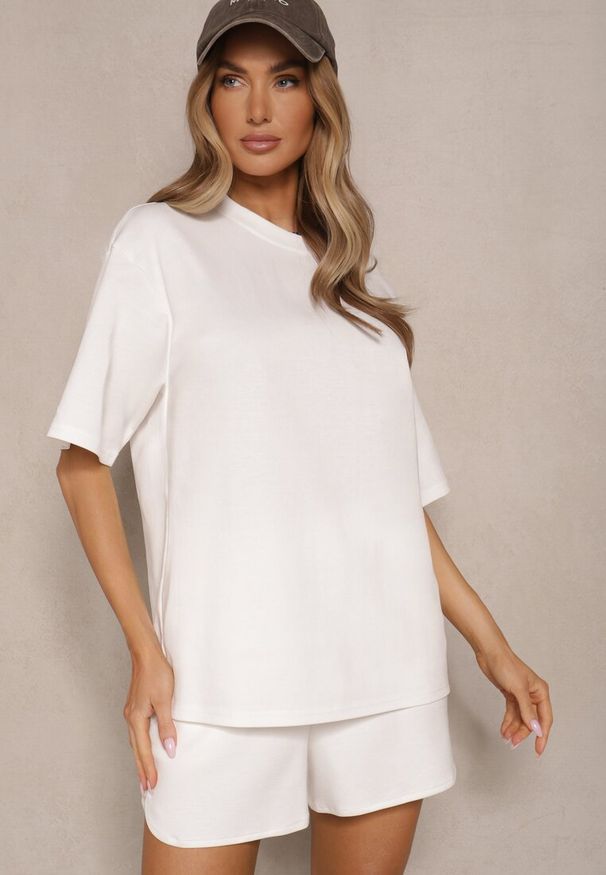Renee - Biały Basicowy T-shirt z Bawełny Meranissea. Okazja: na co dzień. Kolor: biały. Materiał: bawełna. Styl: klasyczny, casual