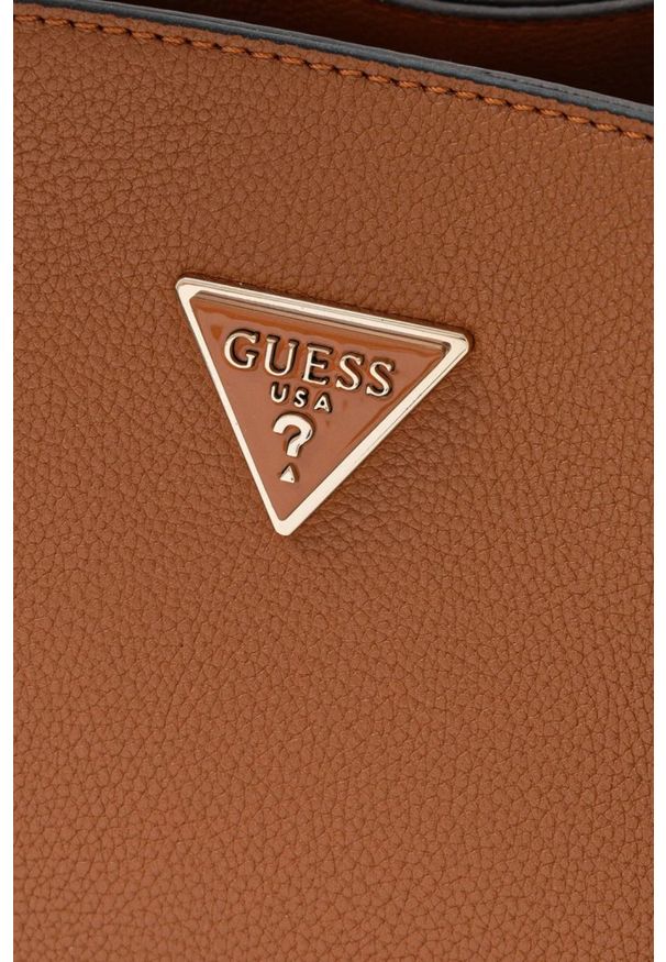 Guess - GUESS Brązowa torebka damska Meridian. Kolor: brązowy. Materiał: skórzane