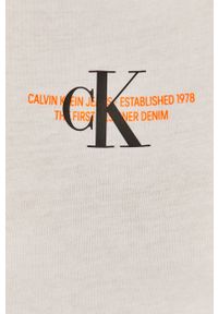 Calvin Klein Jeans - Sukienka. Kolor: biały. Materiał: bawełna, dzianina. Typ sukienki: dopasowane #2