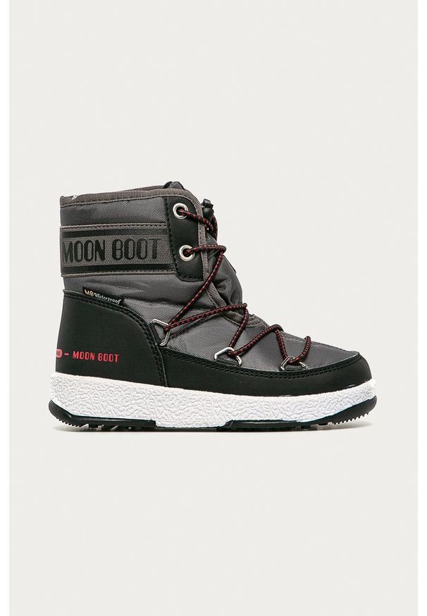 Moon Boot - Śniegowce dziecięce. Zapięcie: sznurówki. Kolor: szary. Materiał: guma