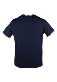 Męski T-Shirt, Dekolt z Guzikami - Pako Jeans - Kolor Granatowy. Okazja: na co dzień. Kolor: niebieski. Materiał: bawełna. Styl: casual #3