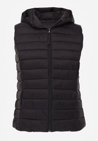 Renee - Czarna Przejściowa Kamizelka z Pikowaniem i Kapturem Neatwenna. Okazja: na co dzień. Typ kołnierza: kaptur. Kolor: czarny. Materiał: jeans. Styl: casual, elegancki, sportowy #3