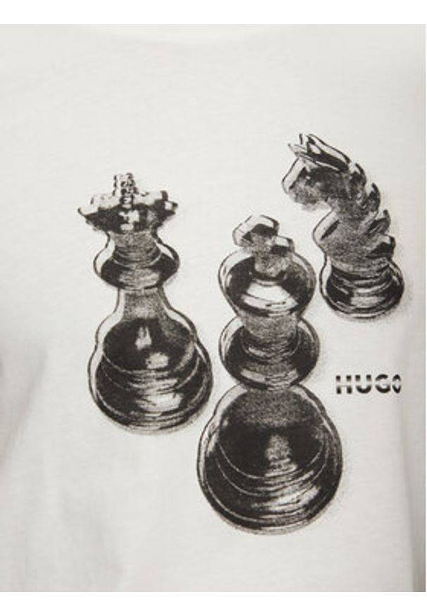 Hugo - HUGO T-Shirt Dischach 50532918 Écru Regular Fit. Materiał: bawełna
