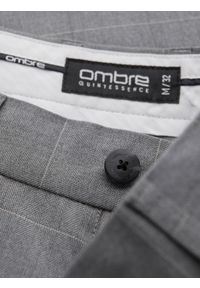 Ombre Clothing - Męskie spodnie o klasycznym kroju w delikatną kratę - szare V3. Kolor: szary. Materiał: wiskoza, poliester, materiał. Styl: klasyczny #4