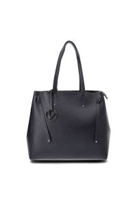 Granatowa Torebka Venezia Shopperka Skórzana. Kolor: niebieski. Materiał: skórzane. Styl: elegancki #1