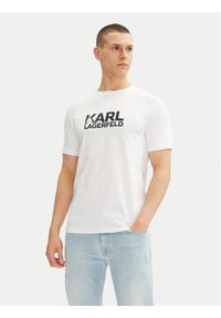 Karl Lagerfeld - KARL LAGERFELD T-Shirt 755087 552235 Biały Regular Fit. Typ kołnierza: dekolt w karo. Kolor: biały. Materiał: bawełna