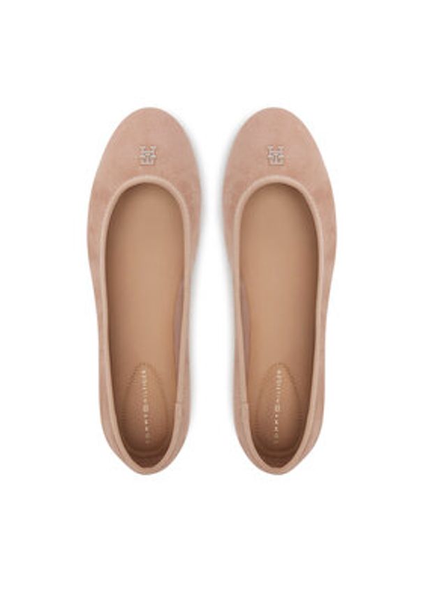 TOMMY HILFIGER - Tommy Hilfiger Baleriny Th Hardware Suede Ballerina FW0FW08655 Beżowy. Kolor: beżowy. Materiał: skóra, zamsz