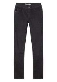 bonprix - Dżinsy ze stretchem i regulowanym paskiem, proste nogawki, slim fit. Kolor: czarny