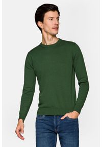 Lancerto - Sweter Ciemnozielony Bawełniany Keegan. Kolor: zielony. Materiał: bawełna