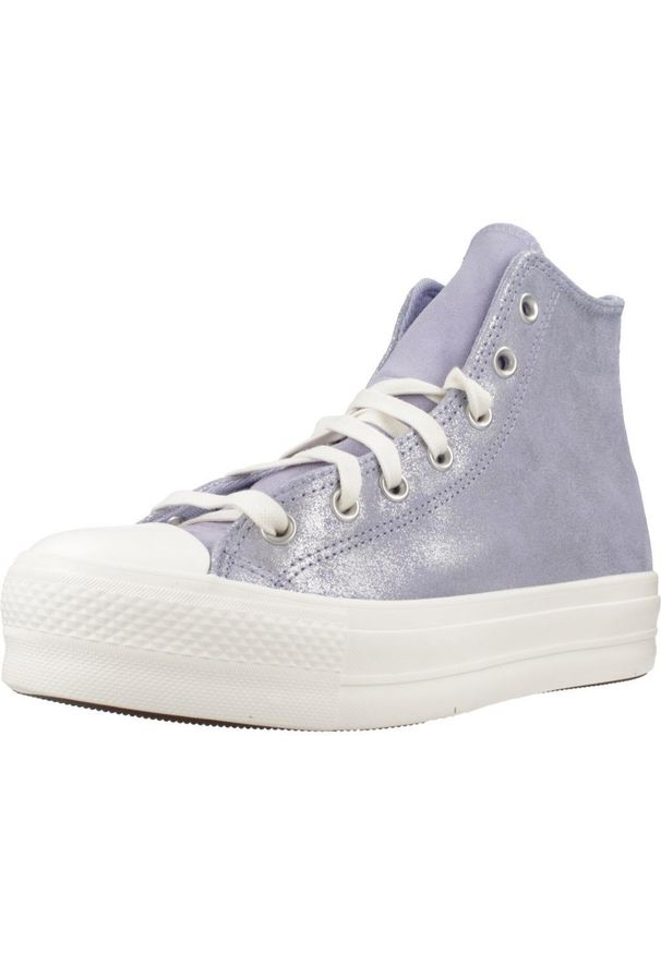 Converse - Buty CONVERSE Chuck Taylor All Star Lift Platform Suede Shimmer Hi Fioletowy. Kolor: fioletowy. Materiał: tkanina, skóra. Obcas: na platformie