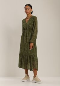 Renee - Zielona Sukienka Wheatmore. Kolor: zielony. Wzór: kropki. Długość: midi #1