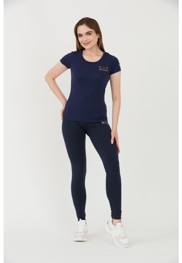EA7 Emporio Armani - EA7 Granatowy damski t-shirt, Rozmiar M. Kolor: niebieski