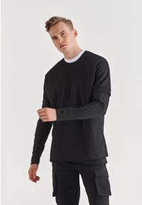 Pako Lorente - CZARNA BLUZA M21WF-2B-003-C. Okazja: na co dzień. Kolor: czarny. Materiał: bawełna, dresówka, poliester. Wzór: gładki. Styl: casual #4