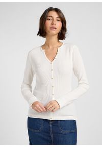 Lee - DAMSKA KOSZULKA LEE WASHED WAFFLE HENLEY ECRU 112371290. Typ kołnierza: typu henley #1