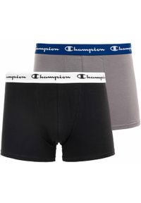 Champion - Bokserki męskie - 2-pak w szarym bawełnie i elastanie. Kolor: czarny. Materiał: elastan, bawełna. Sport: fitness