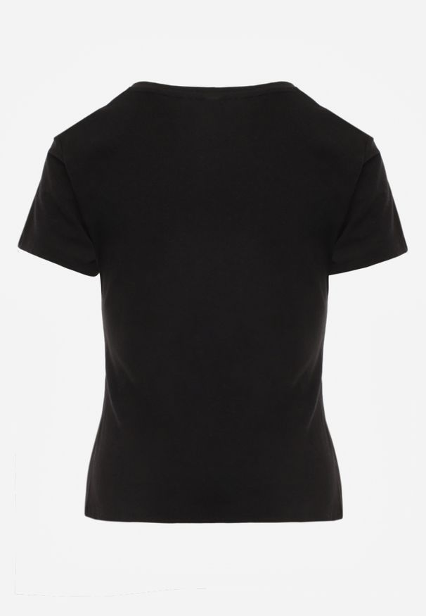 Renee - Czarny Bawełniany T-shirt Melinthe. Okazja: na co dzień. Kolor: czarny. Materiał: bawełna. Długość rękawa: krótki rękaw. Długość: krótkie. Styl: casual
