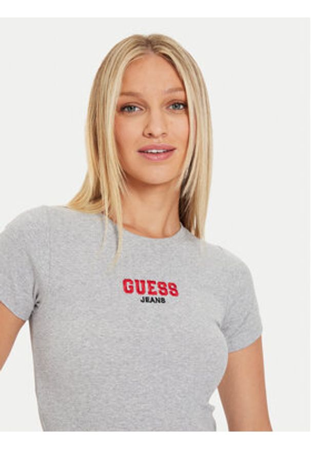 Guess T-Shirt W4YI64 KA0H1 Szary Slim Fit. Kolor: szary. Materiał: bawełna