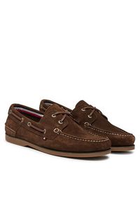 TOMMY HILFIGER - Tommy Hilfiger Półbuty Th Boat Shoe Core Suede FM0FM05387 Brązowy. Kolor: brązowy. Materiał: skóra, zamsz