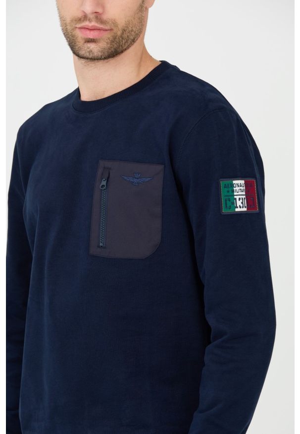 Aeronautica Militare - AERONAUTICA MILITARE Granatowy longsleeve. Kolor: niebieski. Długość rękawa: długi rękaw