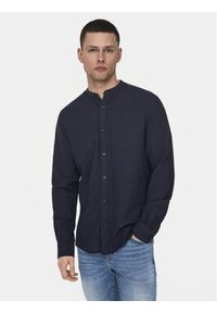 Only & Sons Koszula Caiden 22019173 Granatowy Slim Fit. Kolor: niebieski. Materiał: len