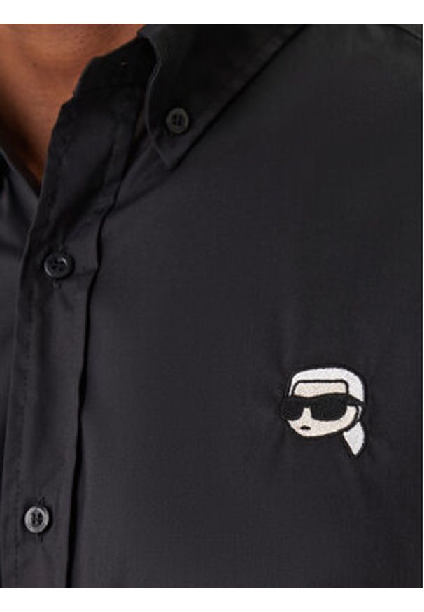 Karl Lagerfeld - KARL LAGERFELD Koszula 605912 561600 Czarny Regular Fit. Typ kołnierza: dekolt w karo. Kolor: czarny. Materiał: bawełna