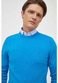 TOMMY HILFIGER - Tommy Hilfiger sweter z domieszką kaszmiru kolor niebieski lekki. Kolor: niebieski. Materiał: kaszmir. Styl: klasyczny