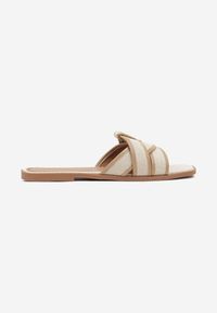 Born2be - Beżowe Klapki z Geometryczną Cholewką Silanisse. Okazja: na co dzień. Kolor: beżowy. Wzór: geometria. Sezon: lato, wiosna. Styl: elegancki, casual #3