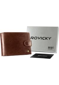 ROVICKY - Portfel męski brązowy Rovicky N61L-RVT BROWN. Kolor: brązowy. Materiał: skóra. Wzór: gładki