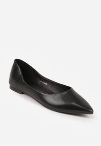 Renee - Czarne Balerinki ze Szpiczastymi Noskami w Eleganckim Stylu Lagenaria. Okazja: na imprezę, na co dzień. Nosek buta: szpiczasty. Kolor: czarny. Materiał: jeans, materiał. Wzór: kwiaty. Styl: elegancki #7