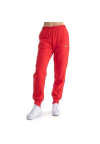 Spodnie Nike Sportswear Phoenix Fleece FZ7626-657 - czerwone. Kolor: czerwony. Materiał: bawełna, dresówka, poliester, dzianina. Sport: fitness #1