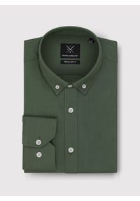 Pako Lorente - PAKO LORENTE – Zielona bawełniana koszula męska. Kolor: czarny, zielony. Materiał: bawełna. Długość rękawa: długi rękaw. Długość: długie. Wzór: gładki #4