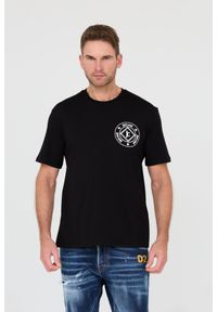 Just Cavalli - JUST CAVALLI Czarny męski t-shirt Fiche, Rozmiar S. Kolor: czarny