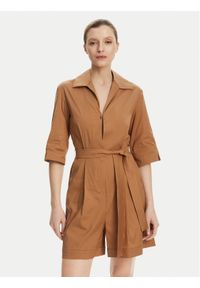 Max Mara Beachwear Kombinezon Canard 2516241019 Brązowy Regular Fit. Kolor: brązowy. Materiał: bawełna