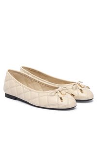 TOMMY HILFIGER - Tommy Hilfiger Baleriny Charm Quilted Ballerina FW0FW09503 Beżowy jasny. Kolor: beżowy. Materiał: skóra #3