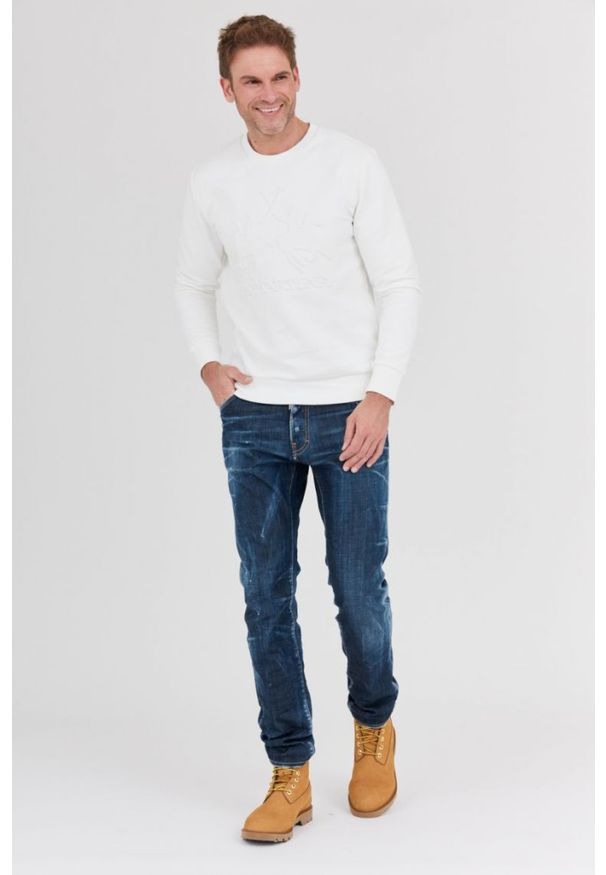 La Martina - LA MARTINA Biała bluza męska z tłoczonym logo, Rozmiar XL. Kolor: biały. Długość rękawa: długi rękaw