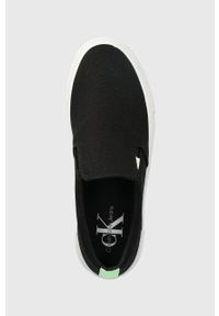 Calvin Klein Jeans tenisówki VULC FLATF BOLD SLIPON FLUO CONT damskie kolor czarny. Kolor: czarny. Materiał: materiał, włókno, guma. Obcas: na platformie #3