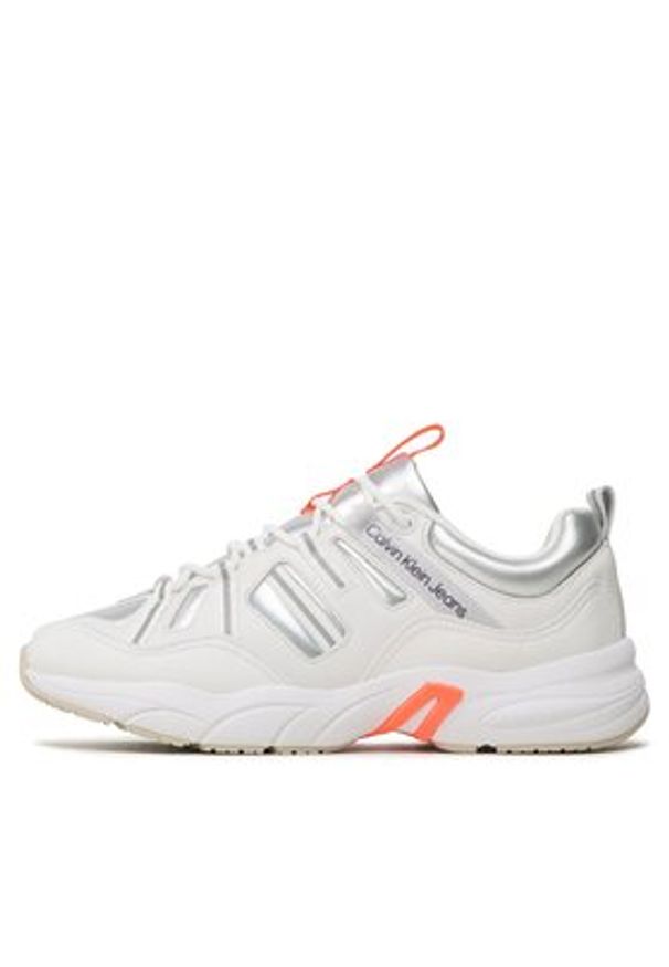 Calvin Klein Jeans Sneakersy Retro Tennis Laceup YM0YM00699 Biały. Kolor: biały. Materiał: skóra