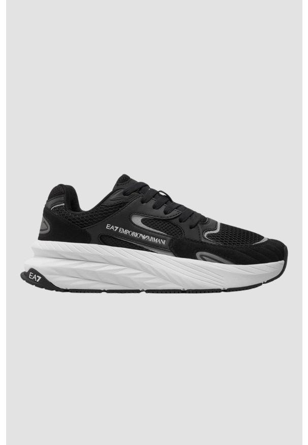 EA7 Emporio Armani - EA7 Czarno-białe męskie sneakersy, Rozmiar 44. Kolor: czarny