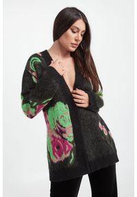 Twinset Milano - Kardigan TWINSET. Materiał: prążkowany. Długość rękawa: długi rękaw. Długość: długie. Wzór: kwiaty, kolorowy #1