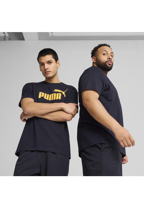 Puma - Męska koszulka ESS z logo No. 1 PUMA New Navy Blue. Kolor: niebieski. Materiał: guma. Wzór: nadruk. Sport: bieganie, fitness