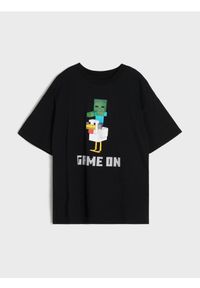 Sinsay - Bawełniana koszulka z nadrukiem Minecraft - czarny. Kolor: czarny. Materiał: bawełna. Wzór: nadruk #1