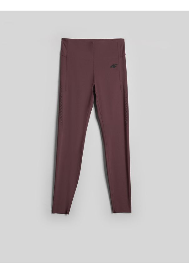 4f - 4F Legginsy treningowe z jednorazową regulacją długości damskie - brązowe XL. Stan: podwyższony. Kolor: brązowy. Sport: fitness